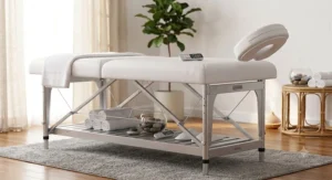 Folding lightweight aluminum massage table for spa therapists on the go