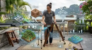 Infographic displaying the working weight limits of a portable massage table wood vs aluminum frame.