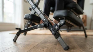 Lower body settings on an adjustable massage chair for tall clients providing proper leg extension support.