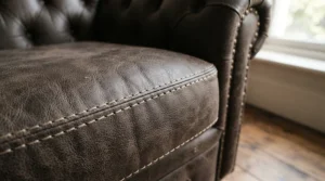 Commercial-grade wear-resistant upholstery on a heavy duty massage chair for high volume spas.