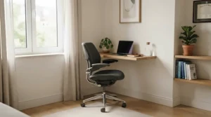A compact kneeling massage chair for chiropractic offices positioned in a small treatment room to save space.