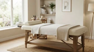 A sturdy stationary massage chair for salon owners showcasing a high weight capacity rating for diverse clients.