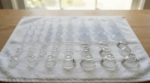 Various small cup sizing options included in a cupping set for facial cupping therapy designed for delicate facial areas.