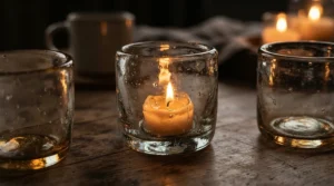 Close-up of a thick glass cupping set for traditional fire cupping demonstrating heat resistance.